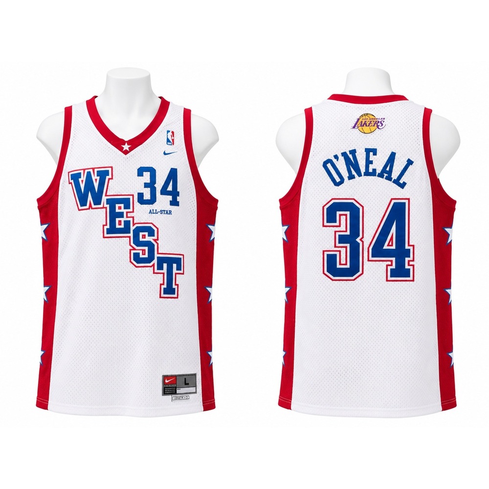 Nike Shaquille O'Neal NBA All-Star 2004 West Jersey Mens Large L Lakers 34 White